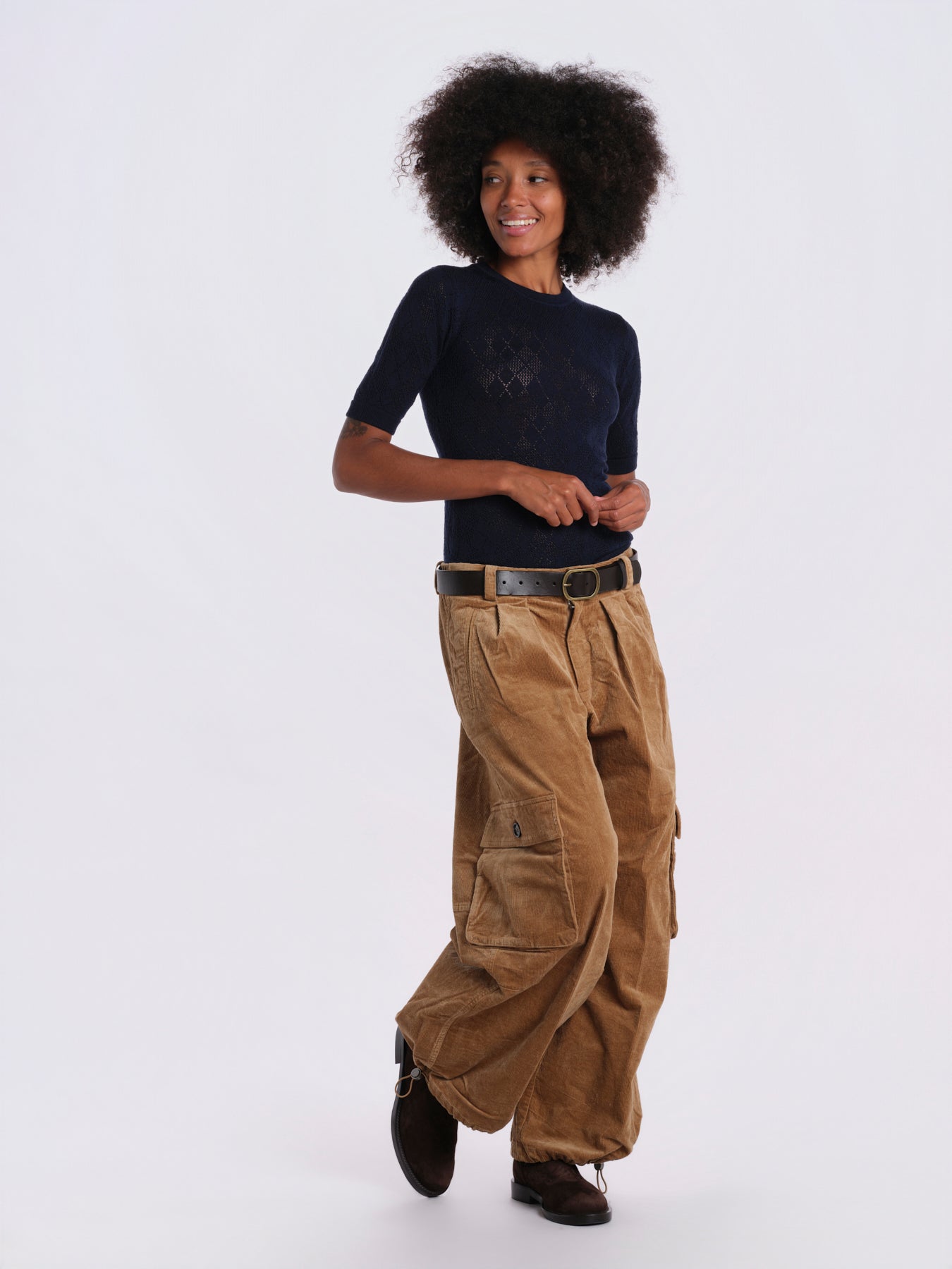 GARRET pantalone velluto over AW26-085 KHAKI sea ny 