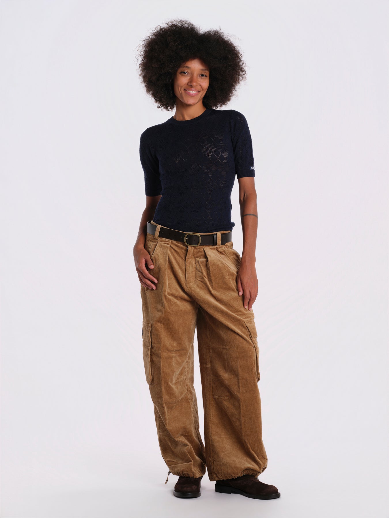 GARRET pantalone velluto over AW26-085 KHAKI sea ny 