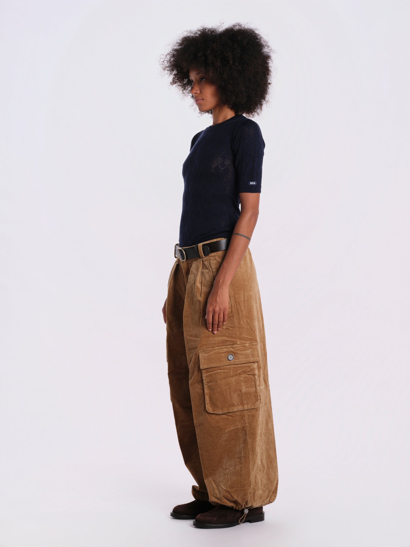 GARRET pantalone velluto over AW26-085 KHAKI sea ny 