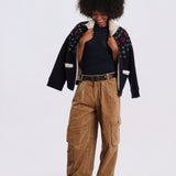 GARRET pantalone velluto over AW26-085 KHAKI sea ny 