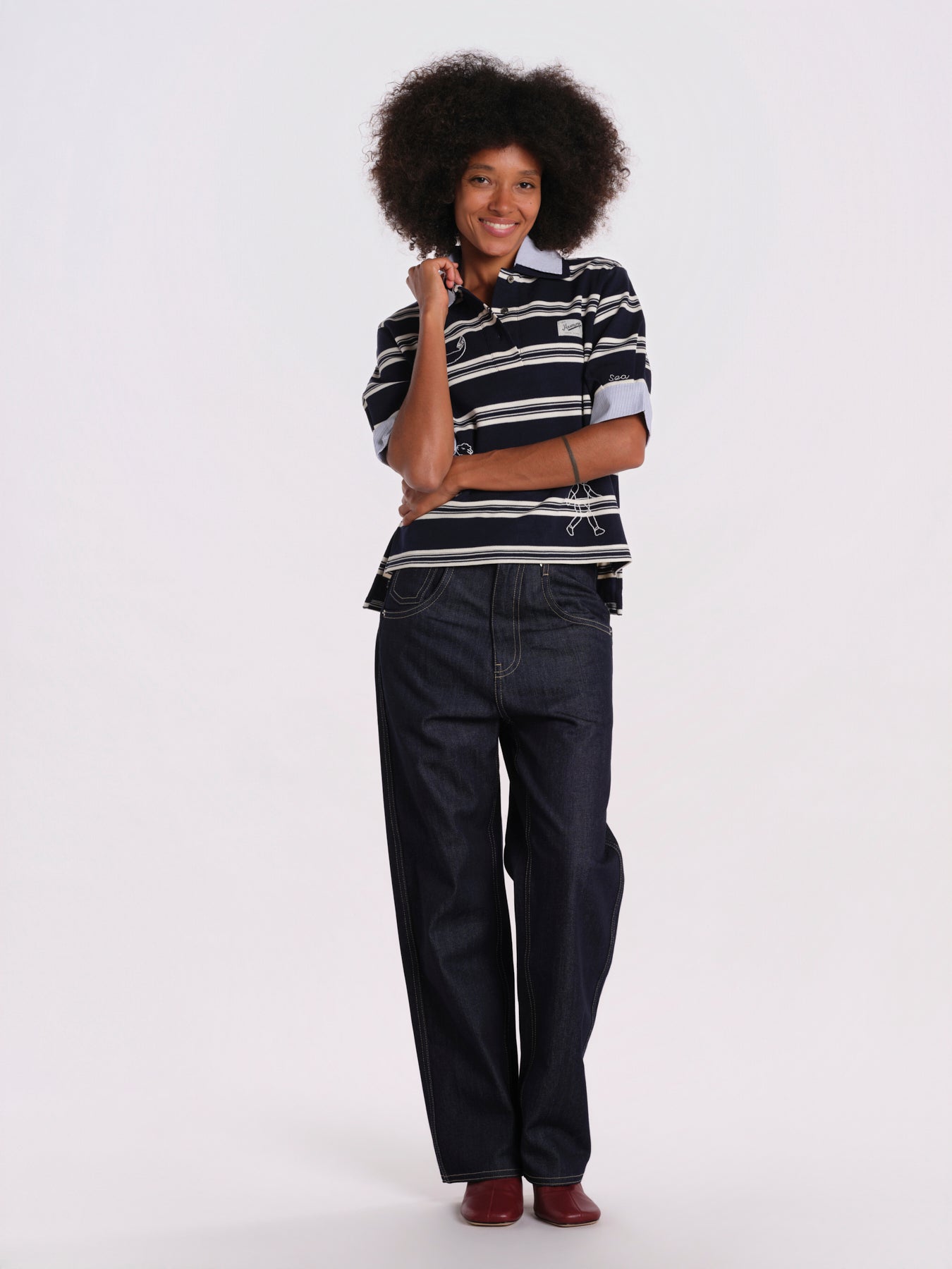 MINA polo righe AW26-108 NAVY sea ny 