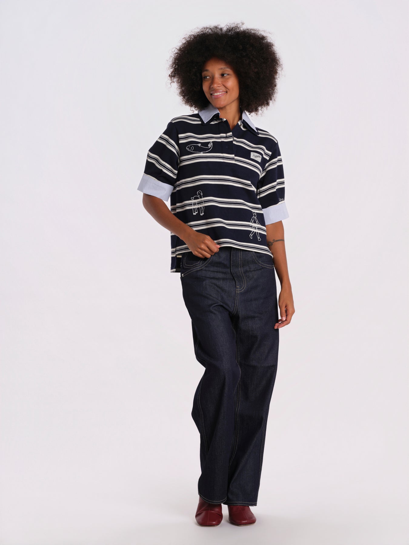 MINA polo righe AW26-108 NAVY sea ny 