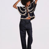 SHAY camicia con balze pizzo AW26-135 NAVY sea ny 
