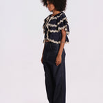SHAY camicia con balze pizzo AW26-135 NAVY sea ny 