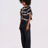 SHAY camicia con balze pizzo AW26-135 NAVY sea ny 