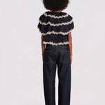 SHAY camicia con balze pizzo AW26-135 NAVY sea ny 