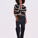SHAY camicia con balze pizzo AW26-135 NAVY sea ny 