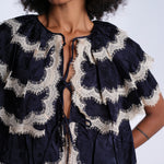 SHAY camicia con balze pizzo AW26-135 NAVY sea ny 