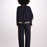 SHAY camicia m/l banda pizzo AW26-136 NAVY sea ny 