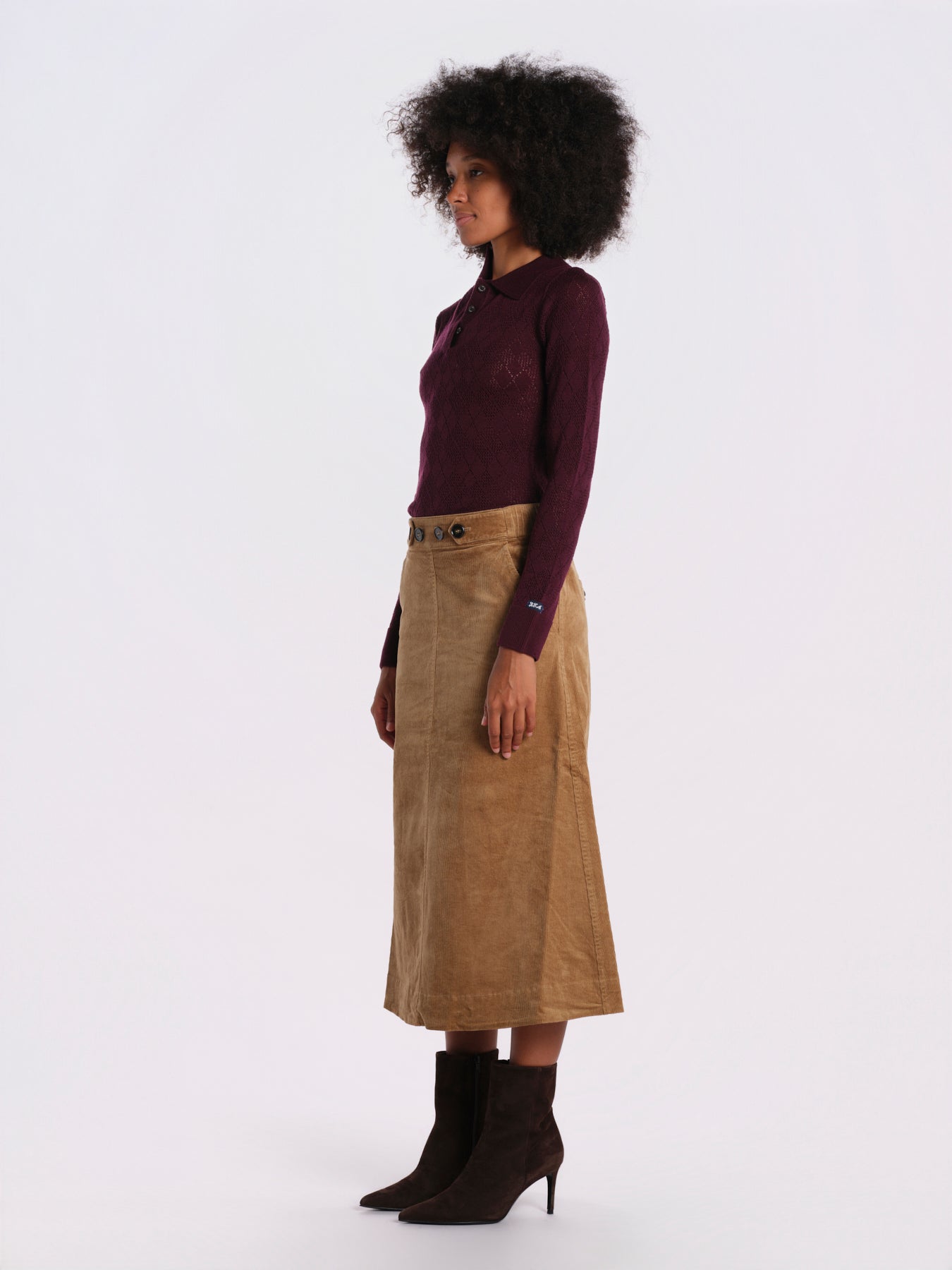 GARRETT gonna velluto svasata AW26-155 KHAKI sea ny 
