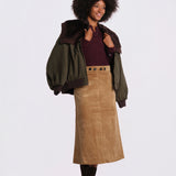 GARRETT gonna velluto svasata AW26-155 KHAKI sea ny 