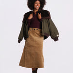 GARRETT gonna velluto svasata AW26-155 KHAKI sea ny 