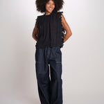 ELEANNORA top con foglie laserate PF26-018 BLACK sea ny 