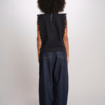 ELEANNORA top con foglie laserate PF26-018 BLACK sea ny 