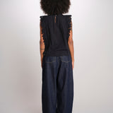 ELEANNORA top con foglie laserate PF26-018 BLACK sea ny 