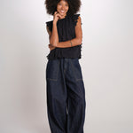 ELEANNORA top con foglie laserate PF26-018 BLACK sea ny 