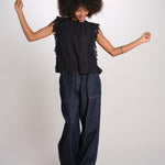 ELEANNORA top con foglie laserate PF26-018 BLACK sea ny 