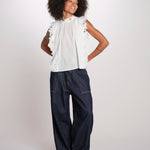 ELEANNORA top con foglie laserate PF26-018 WHITE sea ny 