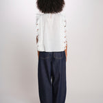 ELEANNORA top con foglie laserate PF26-018 WHITE sea ny 