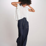ELEANNORA top con foglie laserate PF26-018 WHITE sea ny 