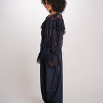 SHARLEEN camicia pizzo con balze PF26-052 NAVY sea ny 