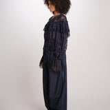 SHARLEEN camicia pizzo con balze PF26-052 NAVY sea ny 