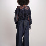 SHARLEEN camicia pizzo con balze PF26-052 NAVY sea ny 