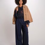 SHARLEEN camicia pizzo con balze PF26-052 NAVY sea ny 