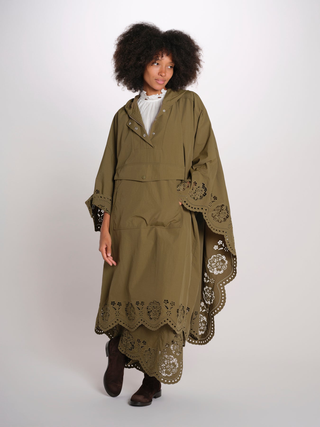 VITTORIA mantella laserata PF26-071 OLIVE sea ny 