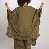 VITTORIA mantella laserata PF26-071 OLIVE sea ny 