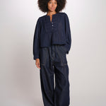 ELIZA camicia manica lunga con plastron PF26-111 NAVY sea ny 