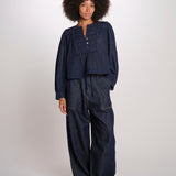 ELIZA camicia manica lunga con plastron PF26-111 NAVY sea ny 