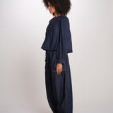 ELIZA camicia manica lunga con plastron PF26-111 NAVY sea ny 