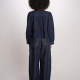 ELIZA camicia manica lunga con plastron PF26-111 NAVY sea ny 