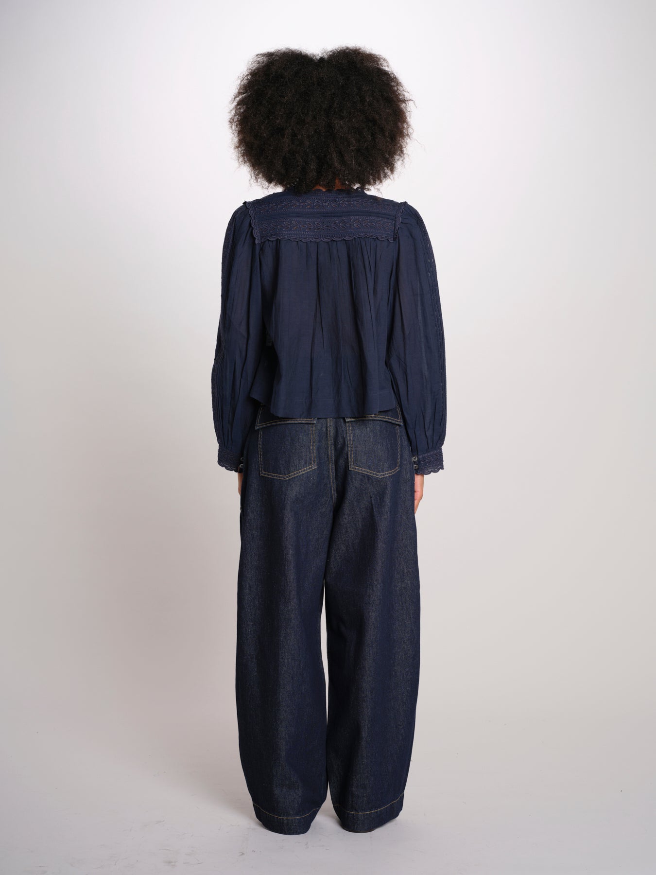 ELIZA camicia manica lunga con plastron PF26-111 NAVY sea ny 