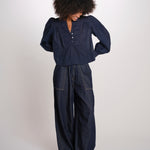 ELIZA camicia manica lunga con plastron PF26-111 NAVY sea ny 
