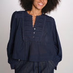 ELIZA camicia manica lunga con plastron PF26-111 NAVY sea ny 