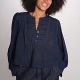 ELIZA camicia manica lunga con plastron PF26-111 NAVY sea ny 
