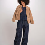 ELIZA camicia manica lunga con plastron PF26-111 NAVY sea ny 