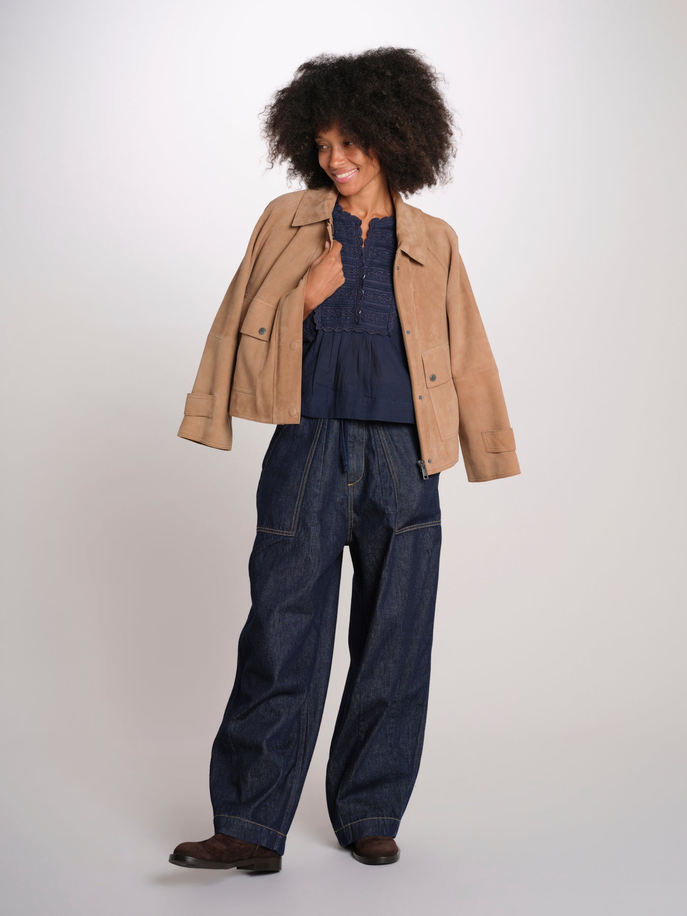 ELIZA camicia manica lunga con plastron PF26-111 NAVY sea ny 