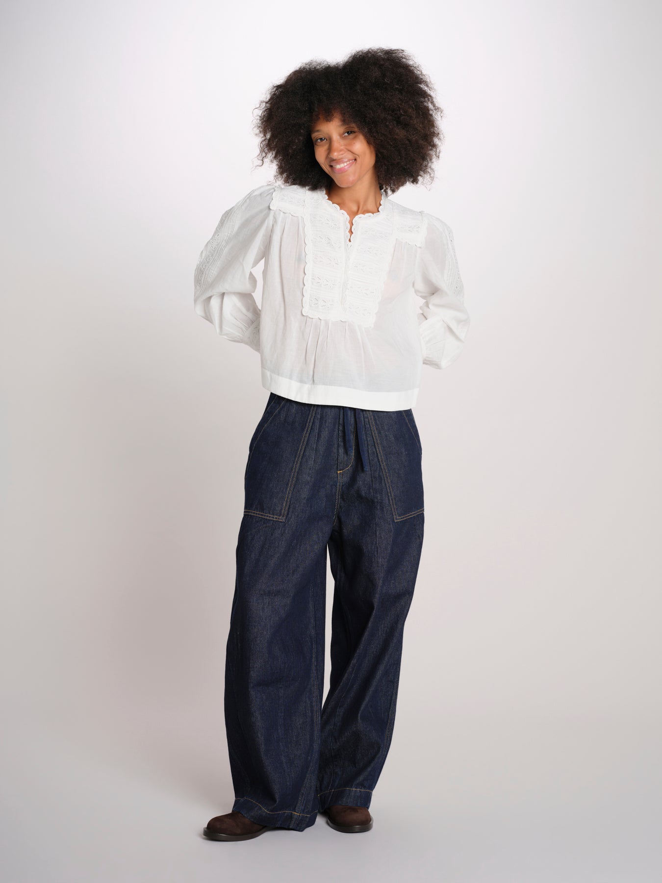 ELIZA camicia manica lunga con plastron PF26-111 WHITE sea ny 