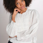 ELIZA camicia manica lunga con plastron PF26-111 WHITE sea ny 