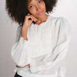 ELIZA camicia manica lunga con plastron PF26-111 WHITE sea ny 
