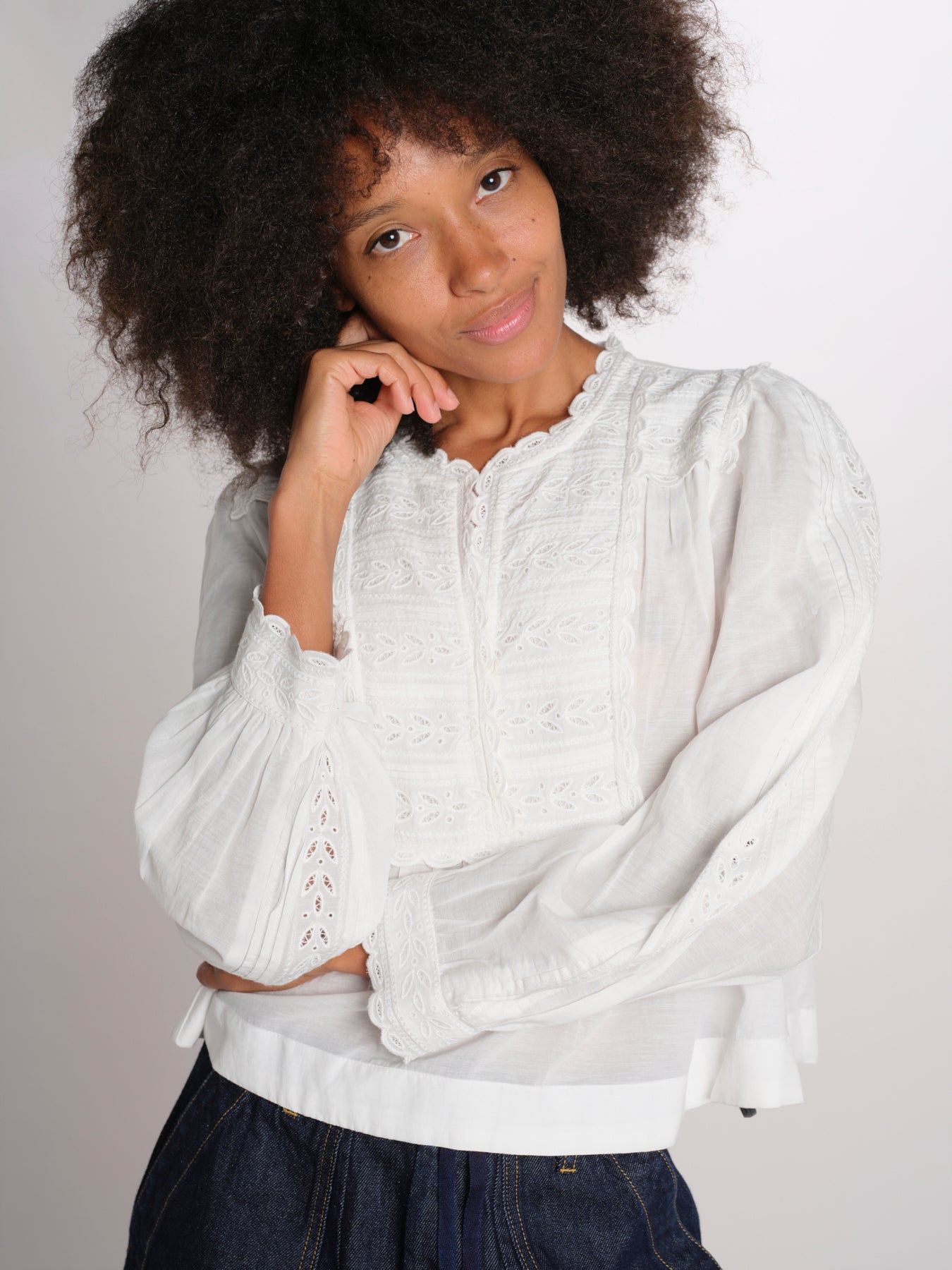 ELIZA camicia manica lunga con plastron PF26-111 WHITE sea ny 