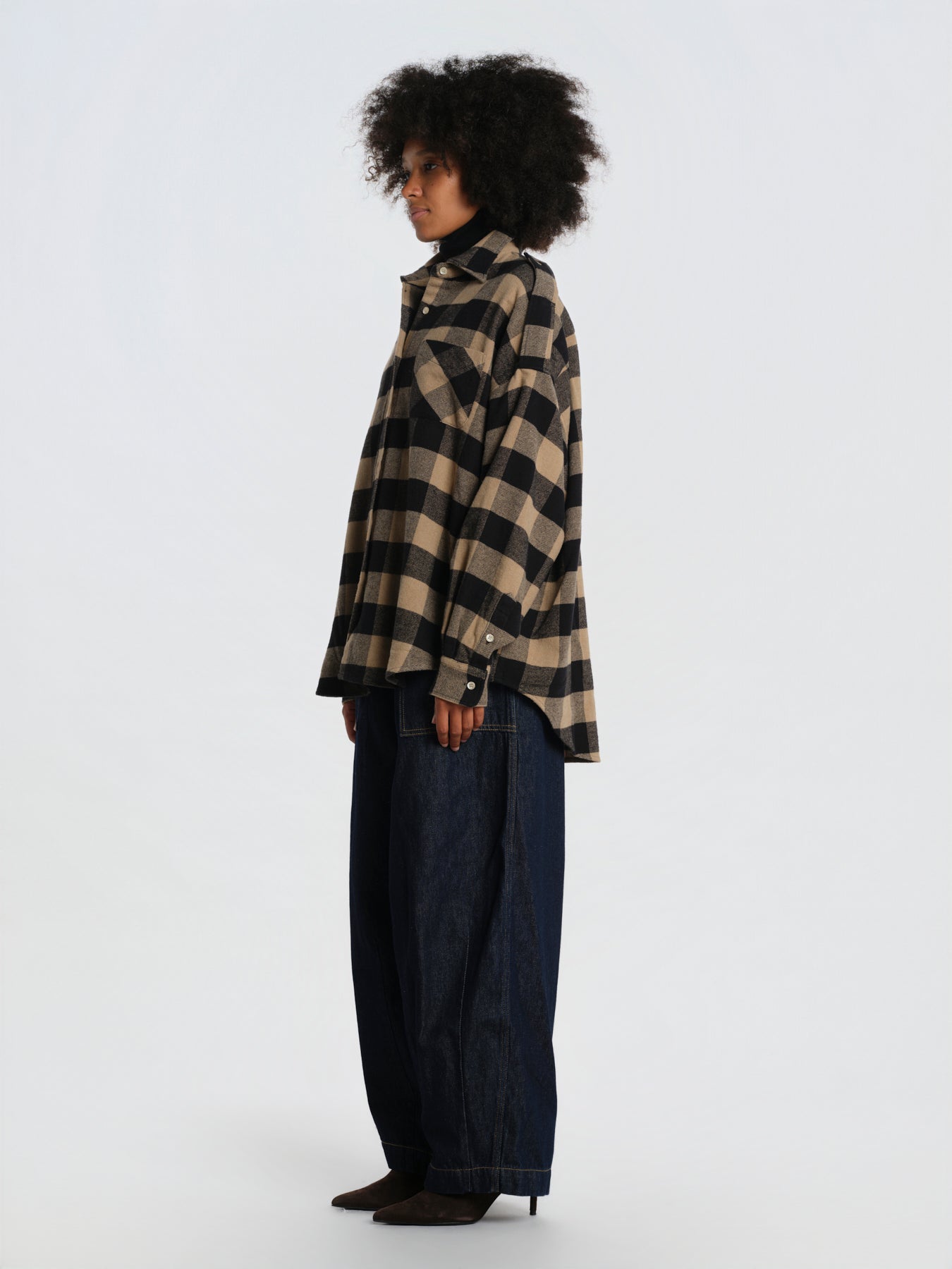  BAGGY SOFTCHECK BLACKBEIGE true avenue 