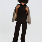 CLARA pantalone dritto velluto millerighe CLARA RIBBEDVELVET DARK BROWN true avenue 