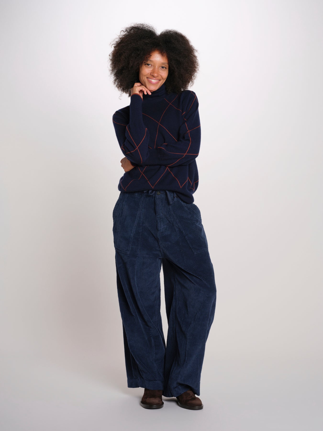 TELLA pantalone con tasche velluto rocciatore TELLA CORDUROY NAVYBLUE true avenue 