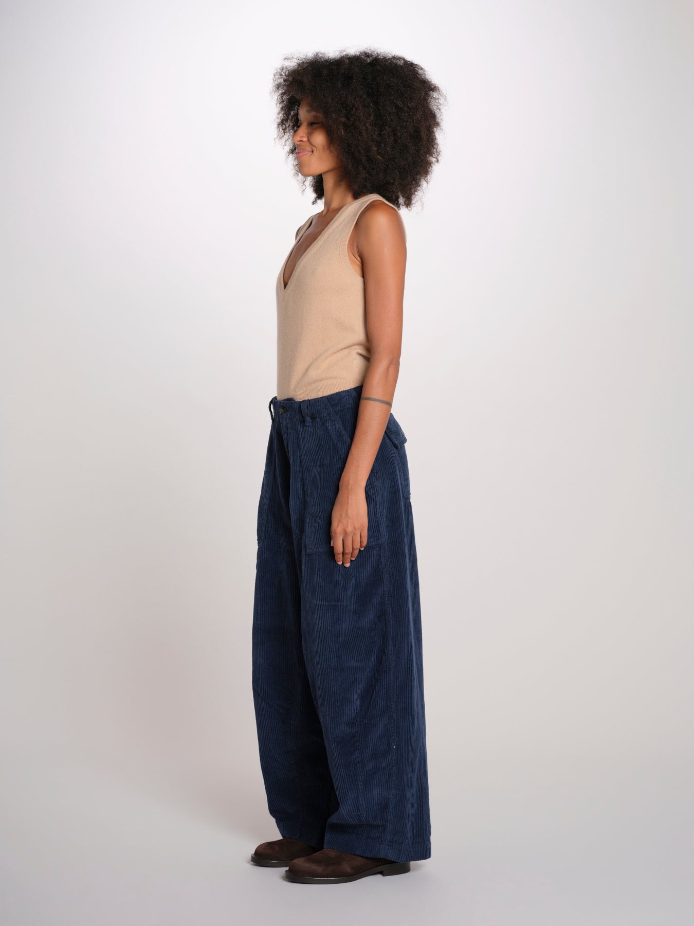 TELLA pantalone con tasche velluto rocciatore TELLA CORDUROY NAVYBLUE true avenue 