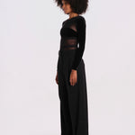 GO FOR IT body manica lunga righe orizzontali velluto GO-FOR-IT-BODYSUIT- BLACK undress code 