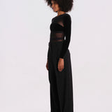 GO FOR IT body manica lunga righe orizzontali velluto GO-FOR-IT-BODYSUIT- BLACK undress code 